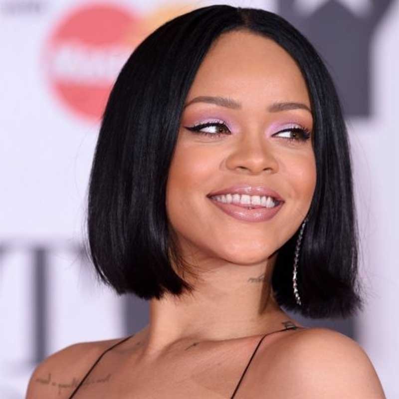 Rihanna Inspired Straight Short Bob Lace Front Human Hair Wigs 250% ...